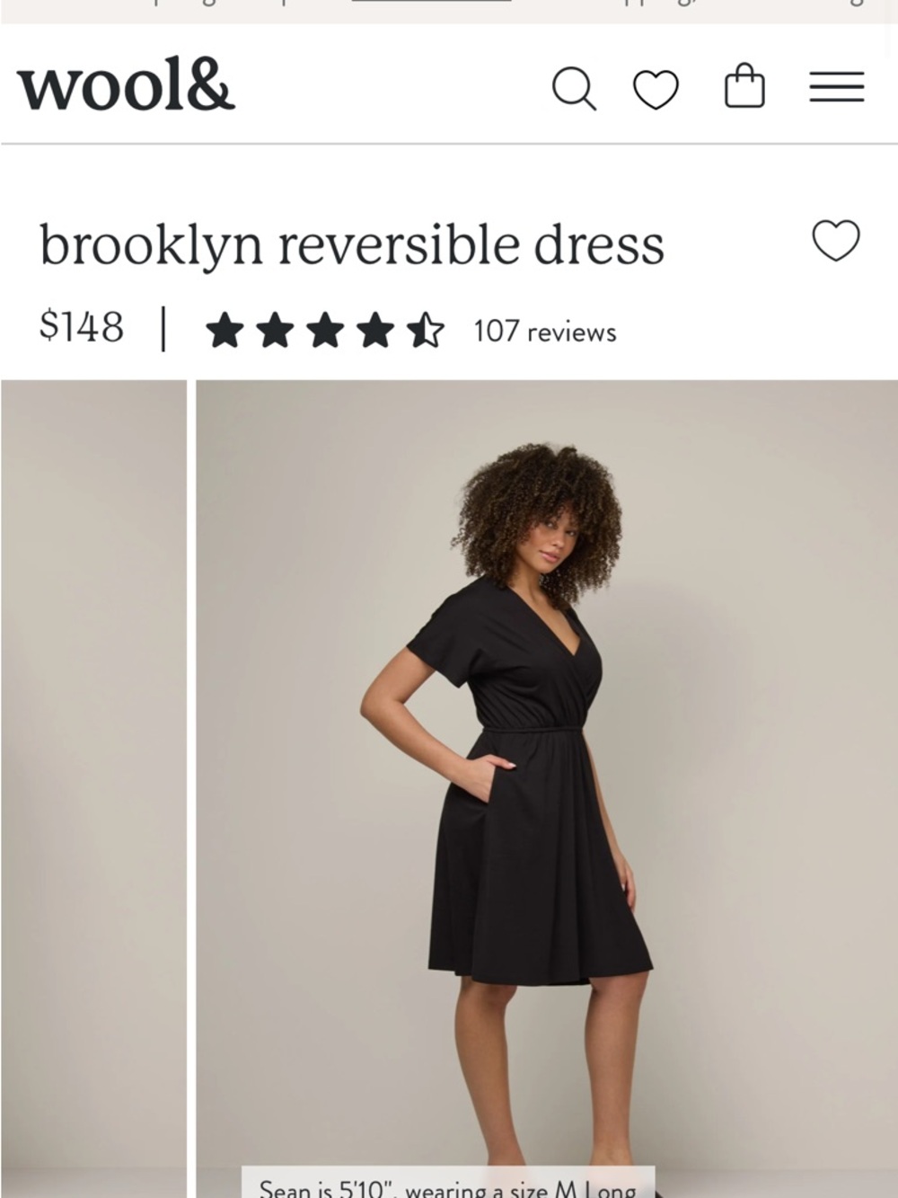 Wool& brooklyn reversible dress in black
